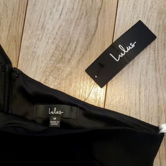 Lulus Kiss Me More Black One-Shoulder Bodycon Midi Dress Size M — NWT - Picture 2 of 4